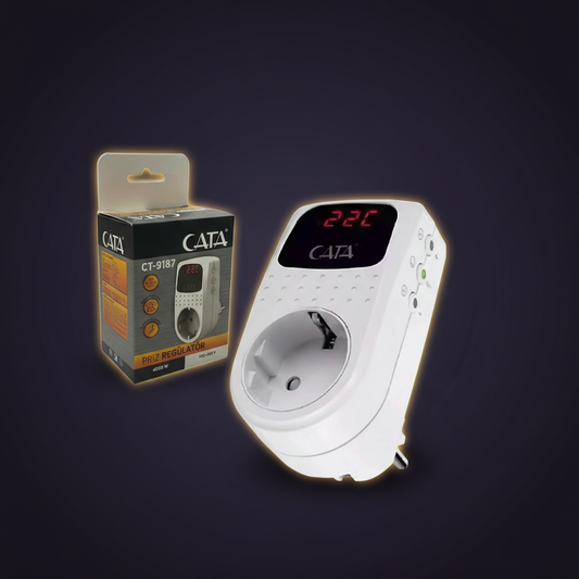 CATA CT-9187 - Dijital Akım Korumalı Priz Regülatör